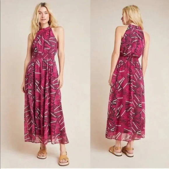 ANTHROPOLOGIE Maeve Kelli Maxi Halter Dress Size Small - Picture 1 of 10
